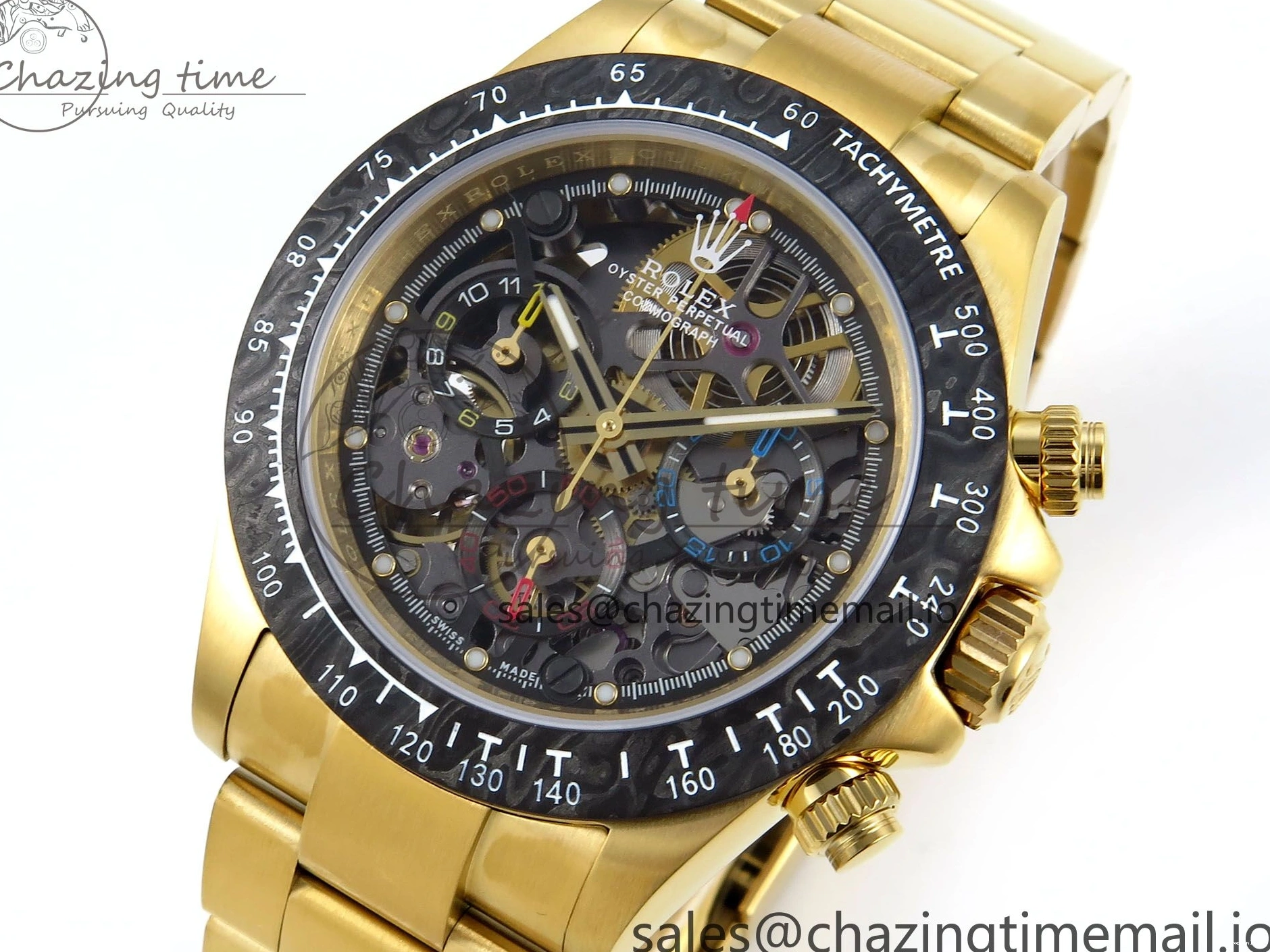 0409 Daytona Artisans Skeleton YG ADGF Best Edition Skeleton Dial on YG Oyster Bracelet SA FlexibleFit 754